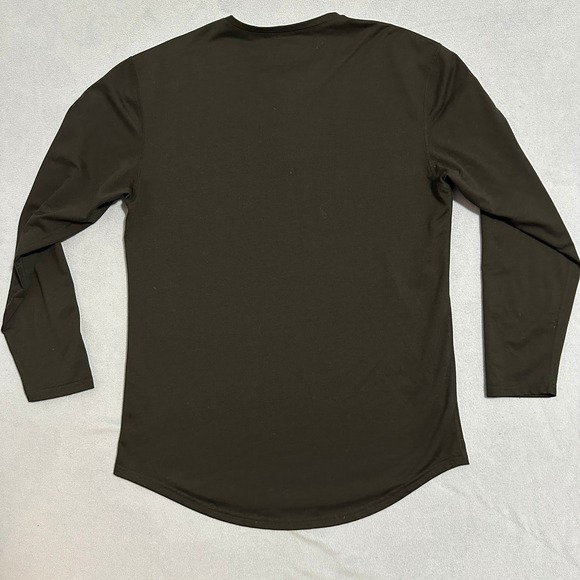 BYLT Drop Cut Henley T-Shirt Long Sleeves Stretch Black Mens Size Large - Picture 2 of 13